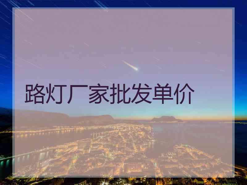 路灯厂家批发单价