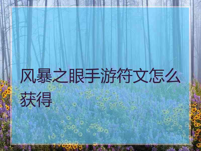 风暴之眼手游符文怎么获得