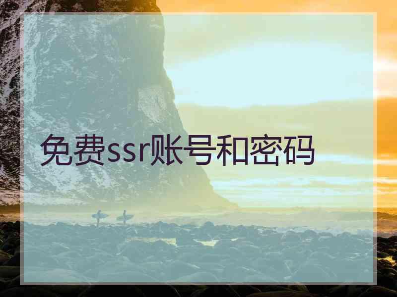 免费ssr账号和密码