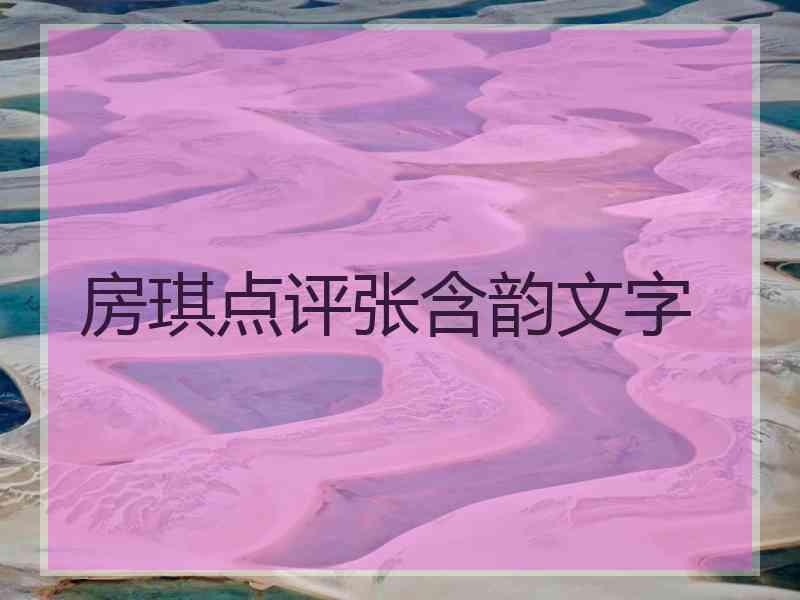 房琪点评张含韵文字