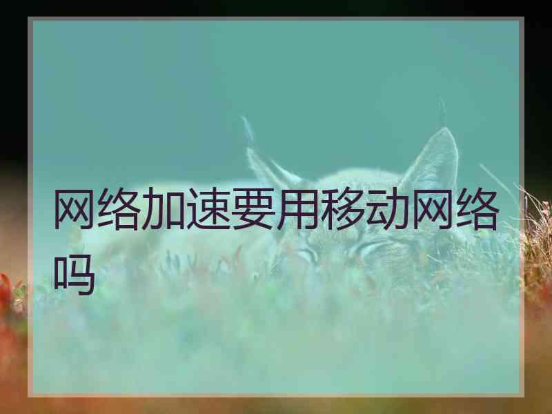 网络加速要用移动网络吗