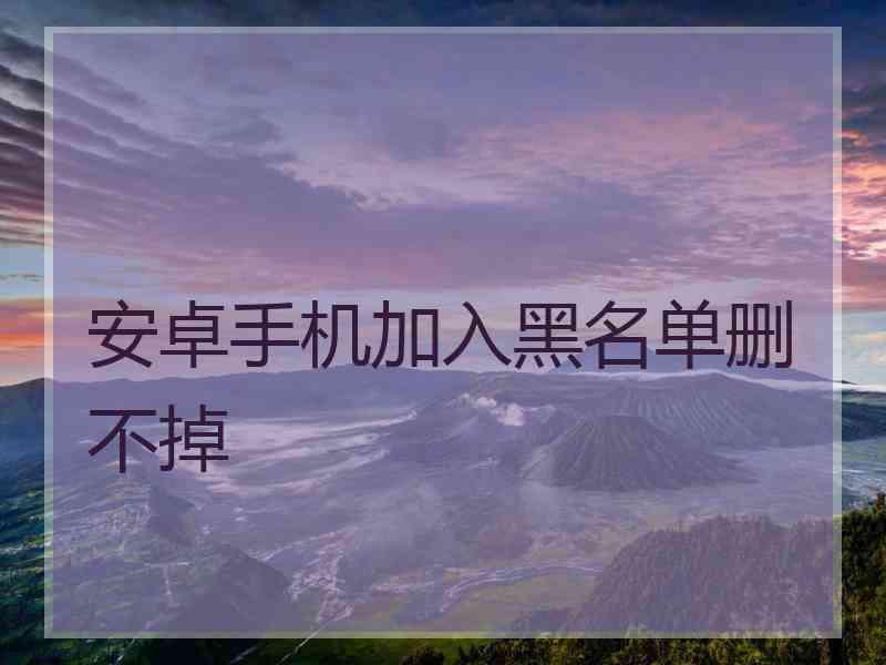 安卓手机加入黑名单删不掉